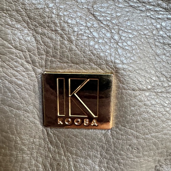 Kooba Everette Taupe Soft Leather Tote Handbag w Front Pocket. 16” by 13” by 3” - Picture 6 of 10